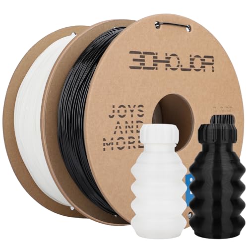 Image of 3DHojor TPU Filament 1.75mm TUP95A 3D Printer Filament Flexible Soft 3D Filament 1KG*2 Bundle fit Most FDM 3D Printers Dimensional Accuracy + /- 0.03 mm-Black+White