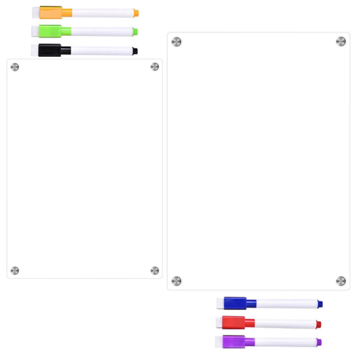 GLEAVI Magnetische Wiederverwendbare Acryl Whiteboard Tafel A3 A4 mit 6 Whiteboard Stiften Transparente Trocken Abwischbare Kühlschranktafel für Notizen und Familienplaner