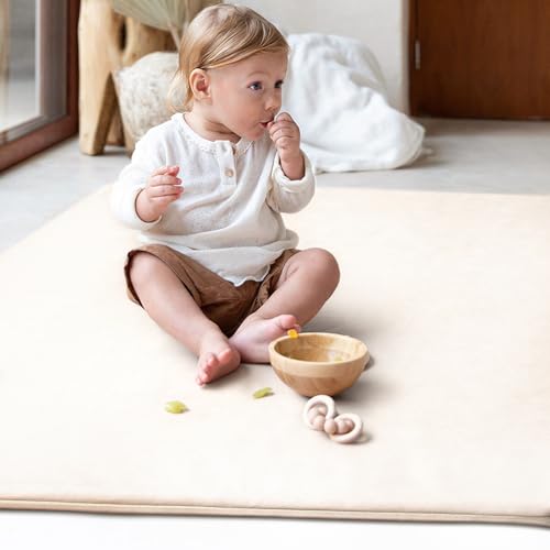 Padded Baby Play Mat - Thick Play Mat for Baby - Extra Thick & Super Soft Non Toxic Vegan Leather Floor Mat for Baby Girls and Boys - Crawling Mat for Baby Play on Floor - Thumbnail 2