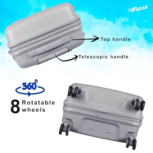 Image of F Gear PPS27 Polypropylene Hardshell /Hardsided /Hardcase Light Weight 8 Wheeler Spinner Luggage Bag /Smooth Speed Wheel Suitcase /Trolley with TSA Lock for Men Women (Carry On 20 Inch, Light Grey)