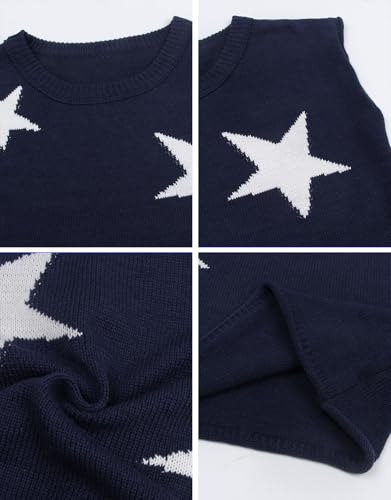 Image of Alsol Lamesa Women's Summer Cap Sleeve Sweater Vest 2024 Crewneck Sleeveless Pullover Knit Lightweight Tank Tops, Large, 911 Navy