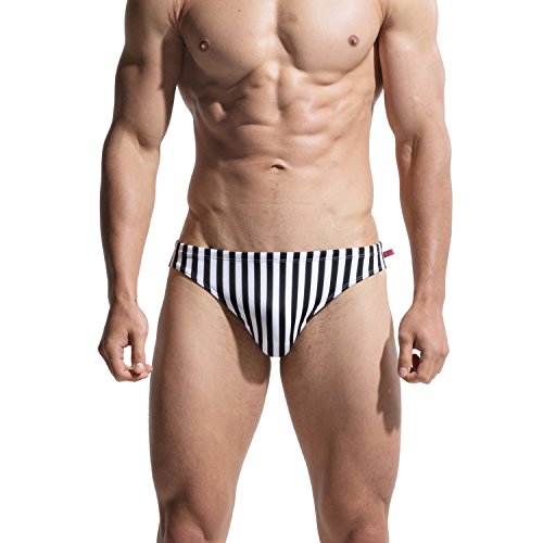 Men's Low Rise Striped Swimwear Swim Briefs