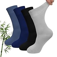 LOFIR Comfortable Bamboo Socks for Men: Extra Wide Fit Socks Women Seamless Breathable with Non-Binding Top for Work Business Casual Elderly Hiking Walking 4 Pairs Mixed UK 9-11