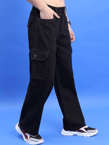 Image of Highlander Men's Regular Fit Cargo Pocket Jeans | Clean Look | Cotton Comfort | Utility Style