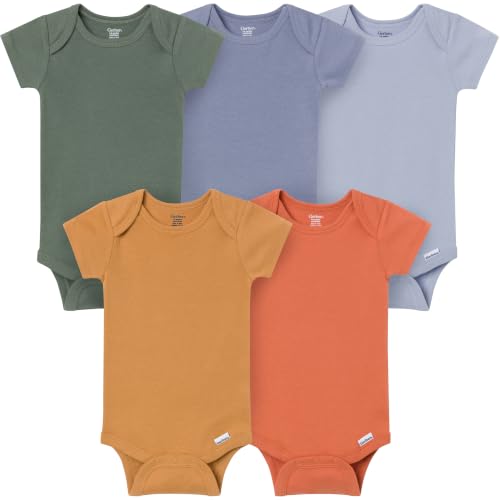 Image of Gerber Baby Boys & Girls 5-Pack Solid Onesies Bodysuits