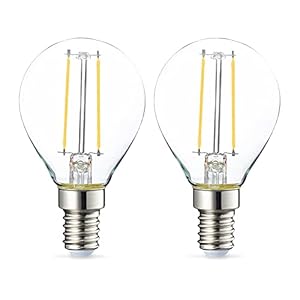 Amazon Basics E14 LED-lamp P45, Drop-vorm, 2W (vervangend 25W), helder, 2-pack