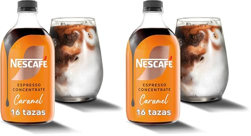 NESCAFÉ Espresso Concentrate Caramelo, con café Arábica y sabor caramelo, Concentrado líquido para iced coffee y lattes, Botella 500 ml (Paquete de 2)