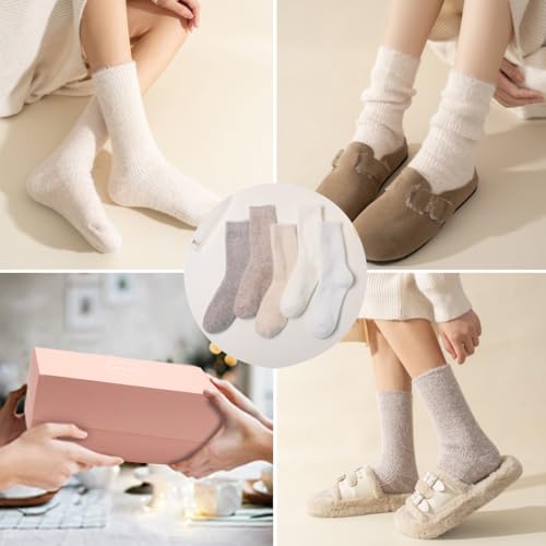 Image of SISOSOCK 5 Pairs Fuzzy Soft Cozy Comfortable Socks for Women, Casual Sleep Comfy Socks, Perfect Warm Winter Gifts for Women