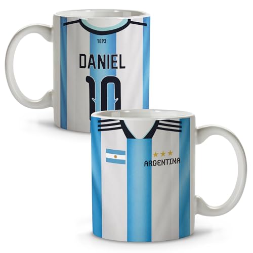 LolaPix Mug Football Personnalisé Prénom et Numéro. Tasse Coupe du Monde 2026. Idée Petit Déjeuner. Cadeau Fan Foot Enfant. Coach Football. Compatible Lave-Vaisselle 330 ML Argentine 2026