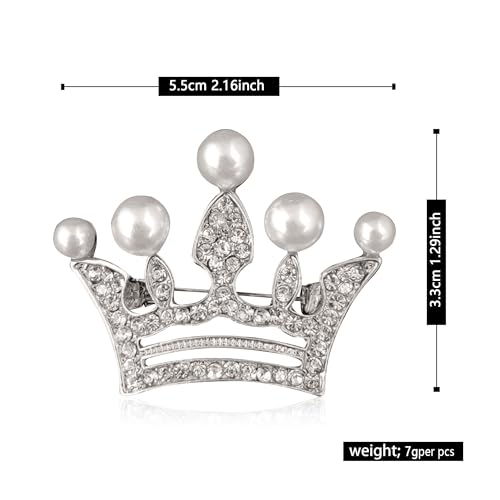 Image of YUNXI King Queen Royal Crown Brooch For Women Men Fashion Gold Silver Rhinestones Crystal Brooches Pin Wedding Party Banquet Birthday