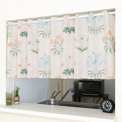 カフェカーテン ウィリアム モリス 小窓 おしゃれ モダン 幅120×丈45cm william morris 百合 97445