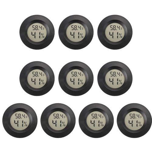 Mini Hygrometer Digital Thermometer Humidity Meter 10 Pack Hygrometer Thermometers Indoor/Outdoor Humidity Monitor Reptile Thermometer for Greenhouse Garden Cellar Fahrenheit()/ Celsius()