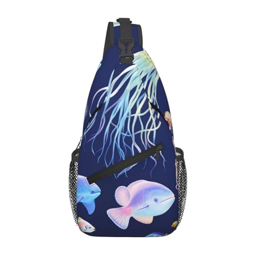 Bolso tipo Sling para hombre y mujer con diseño acuático miniatura 1