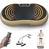 FITMIND ブルブル振動マシン ブルブルマシン ダイエットマシン フィットネスマシン 9つの自動モード 99段階の振動 幅60cm リモコン付き ラテックスホース付き 静音 耐荷重120kg 日本語説明書（シャンパン・ゴールド）