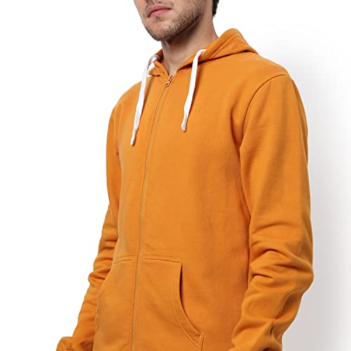 Image of CAHOOT Men's Dark Blue Zip-Front Hoodie with Contrast Drawstring for Casual Wear | Long Sleeve | Hooded Neck | Zipper Closure | Cotton Sweatshirt Crafted with Comfort Fit for Everyday Wear