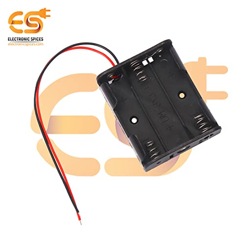 Image of Electronic Spices AA 3 Cell Battery Holder Hard Plastic Case With Wire Pack of 1 (1.5v X 3 Cells = 4.5volt)