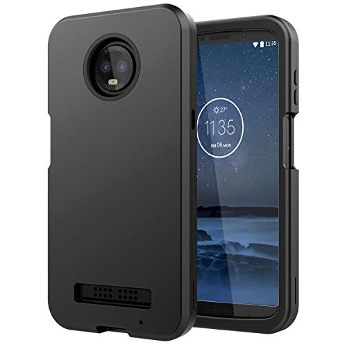 Motorola Moto Z3 Play Case, WeLoveCase Moto Z3 Case 3 in 1 Hybrid Heavy Duty Shockproof Armor Hard PC Cover TPU Bumper Three Layer Full Protective Phone Case for Motorola Moto Z3 Play Black