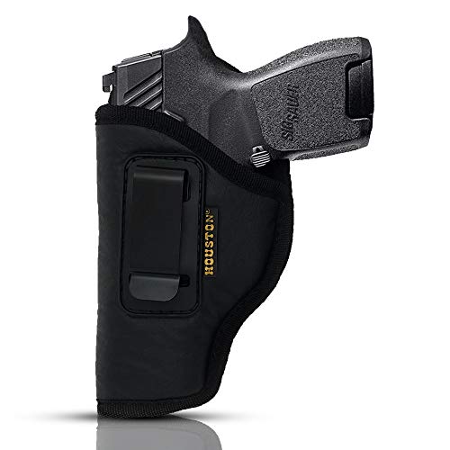 IWB Gun Holster by Houston - ECO Leather Concealed Carry Soft Material | Fits Sig P250 Sub Comp, P320 Sub Comp, 224 | FNS 9C | XD Mod. 2-3 40 & 45 | XD9 Sub Comp | Glock 30 30S 39 (Left)