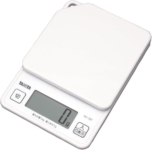 タニタ クッキングスケール 1g単位で1kgまで計れる 収納に便利なフック穴付き ホワイト KD-187 WH キッチン はかり 料理 デジタル - 1