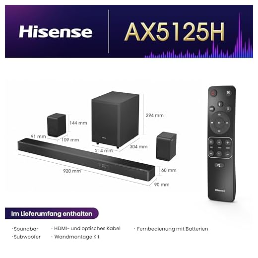 Hisense AX5125H Soundbar 5.1.2 mit Subwoofer