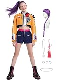 Rumi Costume Kids Girls Pop Singer Demon Hunters Costume with Premium Rumi Wig and All Accessories Toddler Halloween Costumes KF052L