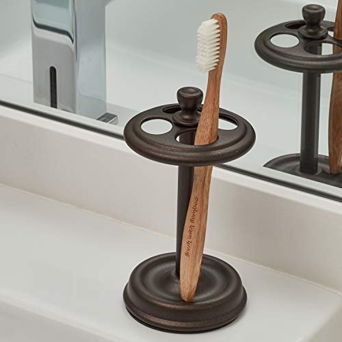 iDesign 76285 York Metal Toothbrush Holder Stand for Bathroom, Vanity Countertops in Master, Guest, and Kids' Bathrooms, 3.25" x 3.25" x 5.75", Bronze - Thumbnail 3