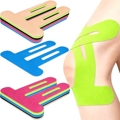 10 Pcs Precut Kinesiology Tape for Knees, Knee Support & Stability, Sweatproof Athletic Tape, Breathable Hypoallergenic Latex-Free Elastic Sports Tape for Active Movement Black-Blue-Pink-Beige-Green