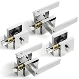 2 Pack Front Door Keyed Entry Lever and Single Cylinder Deadbolt Combination Set, Polished Chrome Fi