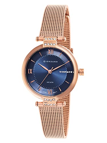 Giordano-Analog-Watch-for-Women-Water-Resistant-Fashion-Watch-Round-Shape-with-3-Hand-Mechanism-with-Mesh-Metal-Band-Wrist-Watch-to-Compliment-Your-LookIdeal-Gift-for-Female-GD-60009