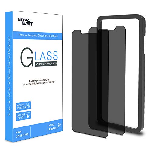 Novaeast Privacy Screen Protector for iPhone 11 Pro Max and iPhone Xs Max Tempered Glass Screen Protector 6.5-Inch with Easy Install Frame, Anti Scratch, 2-Pack
