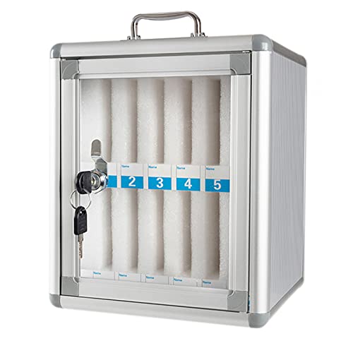 GHKFEJGDEN Caja de Almacenamiento para teléfonos móviles con Rejilla, Armario con Cerradura montado en la Pared, Armario de Bolsillo, Transparente con Cerradura para Aula, Oficina, 12 Ranuras