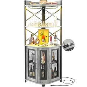 Aheaplus Corner Bar Cabinet with Po...