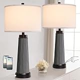 RORIANO Table Lamps for Living Room Set of 2, 3 Way Dimmable Modern Glass Touch Lamp with 2 USB Port