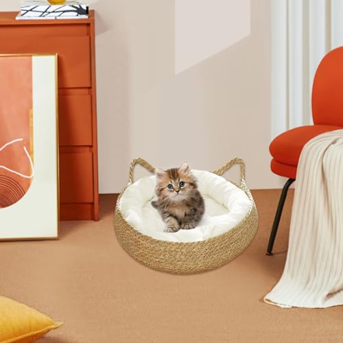 Porgeel Cestas de gato para gatos de interior 43 x 15 cm 2 em 1 cama de cestas de gato com almofada