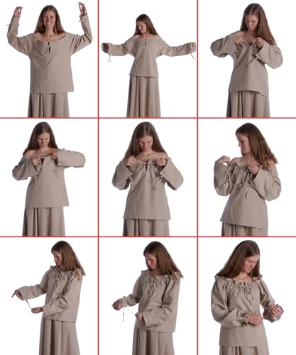 Blouse médiévale en coton beige idéale pour fêtes et festivals