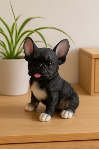 Jolie figurine de chien noire avec langue rose, cadeau idéal - 3