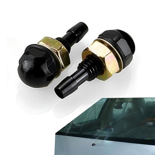 awlbed 2 PCS Car Windshield Nozzle, Wiper Cleaning Water Spray Nozzle Sprayer, Hood Cleaning Metal Nozzle Accessories, Universal for Most Cars (Black)
