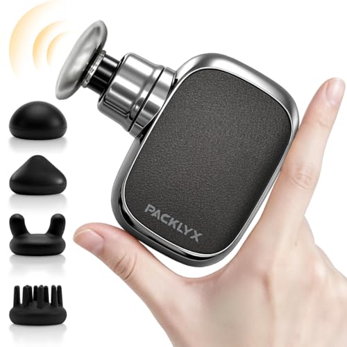 Packlyx Mini Massage Gun Deep Tissue, 7 oz Percussion Handheld Muscle Massager with 10mm Amplitude,35dB Ultra-Quiet Portable Massage Gun, 10 Massage Heads for Back Neck Shoulder & Leg, Gifts
