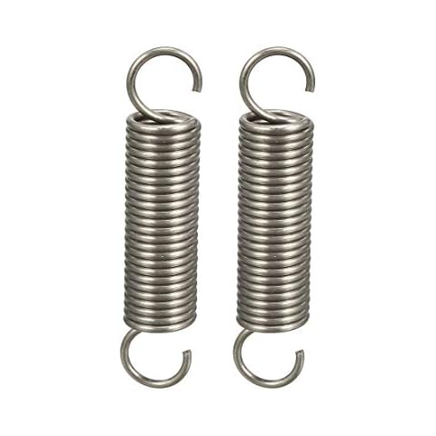 sourcing map Extended Tension Spring Wire Diameter 0.047", OD 0.39", Free Length 1.97" Stainless Steel Small Dual Hook Tension Spring 2pcs Cover
