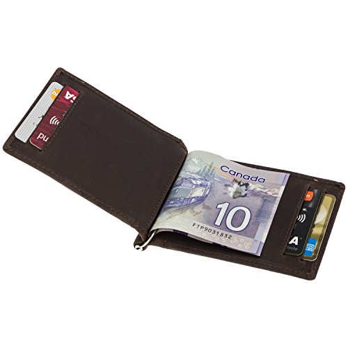 Slim Real Mini Money Clip- Mens Wallet Slim Front Pocket RFID blocking Card Holder- Bifold Crazy Horse Leather, Thin Business Credit Card Holder SD 002 (Vintage)3