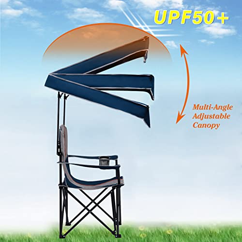 FAIR-WIND-Oversized-Camping-Lounge-Chair-with-Adjustable-Shade-Canopy-Heavy-Duty-Quad-Fold-Chair-Arm-Chair-Support-350-LBSBlue-Grey