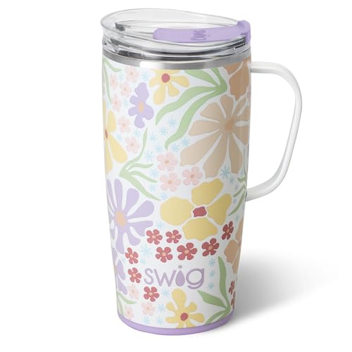 Swig Life 22oz Travel Mug, Insulated Tumbler with Handle and Lid, Cup Holder Friendly, Dishwasher Safe, Stainless Steel, Travel Coffee Cup, Insulated Mug with Lid (Fresh Cut)
