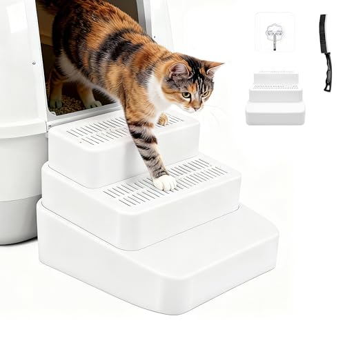 SummitGO 3-Steps Cat Litter Box Ramp with Cleaning Brush Set