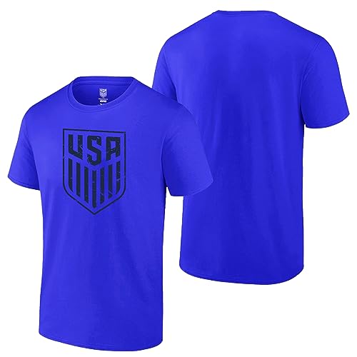 Icon Sports U.S. Soccer Federation USMNT Adult Destressed Solid Logo T-Shirt | Royal Blue, Large by Icon Sports - Image 3