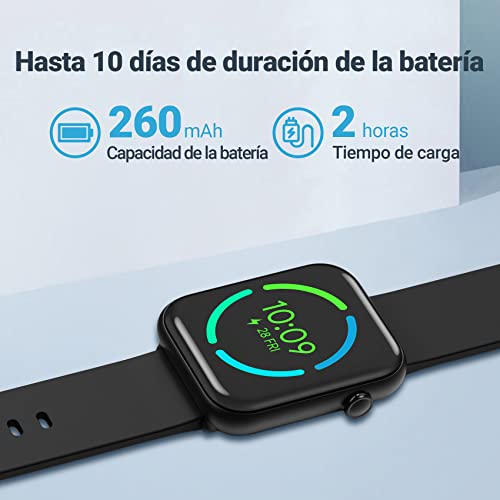 Ticwatch Reloj inteligente GTH de hasta 10 días de duración de la batería con medición de la temperatura de la piel, oxígeno en sangre, monitoreo de la frecuencia cardíaca, seguimiento del sueño, 5 ATM, resistente al agua para hombres TicWatch GTH EU