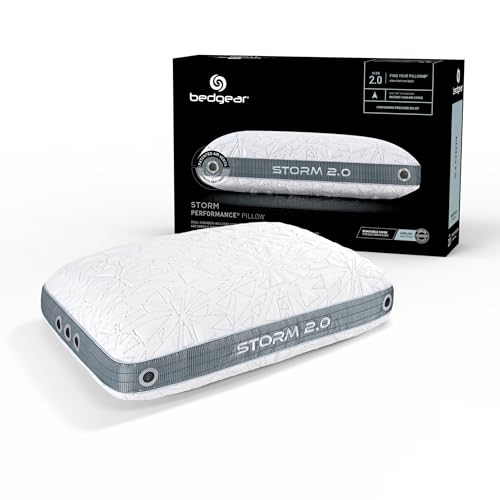 Bedgear Storm Performance Pillow – 2.0 - Cooling Bed Pillow for Hot Sleepers - Medium Firmness Pillow for All Sleep Positions, Washable & Removable Cover - 20" W x 26" L x 5.75" H