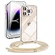 DiDaDi [5 in 1 Handykette Set für iPhone 16 Pro Handyband Necklace Hülle mit Bands+Transparent Schutzhülle+2*Schutzfolie+kameraschutz Glas, Schutzhülle zum Umhängen Kordel Case (Gold, iPhone 16 Pro)