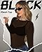 ZNVGIRL Women's Basic Mesh Sheer Tops Long Sleeve See Through Swimsuit Cover Ups T Shirt (Long Style Black,M)