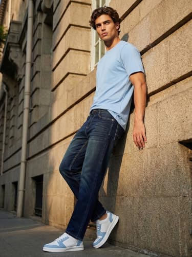 Image of Urbano Fashion Men's Relaxed Fit Washed Denim Jeans Non-Stretchable