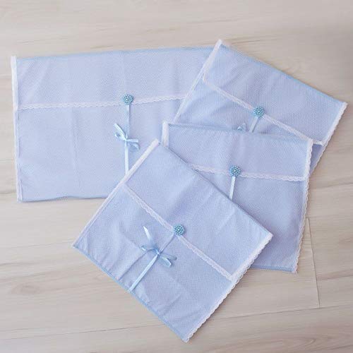 Kit Saquinhos Maternidade 4 Peças para Roupas Duplo Tule Poá Azul e Branco com Pérolas 1 Kit Saquinhos Maternidade 4 Peças para Roupas Duplo Tule Poá Azul e Branco com Pérolas